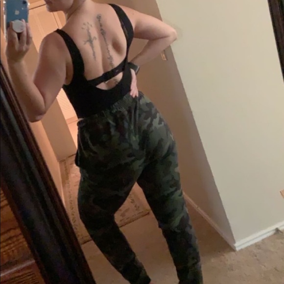 Last 1! Black rib highleg thong bodysuit lowback - Picture 2 of 6